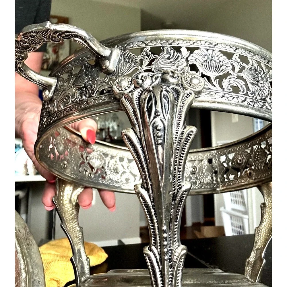 Vintage Silver Plated Chafing Dish 2 Qt Candle Warmer Ornate Serving Dish